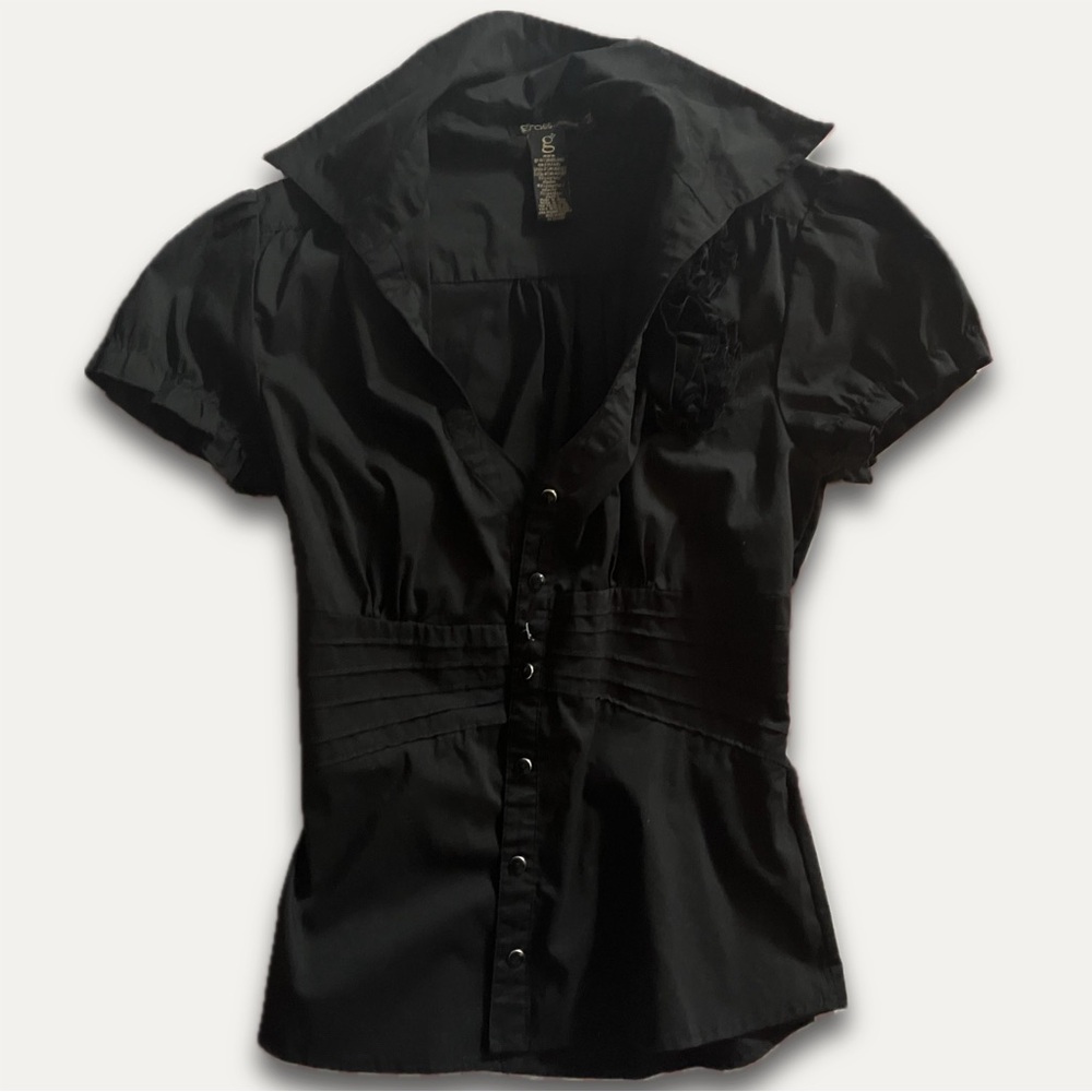 Grass Collection Black Satin Blouse